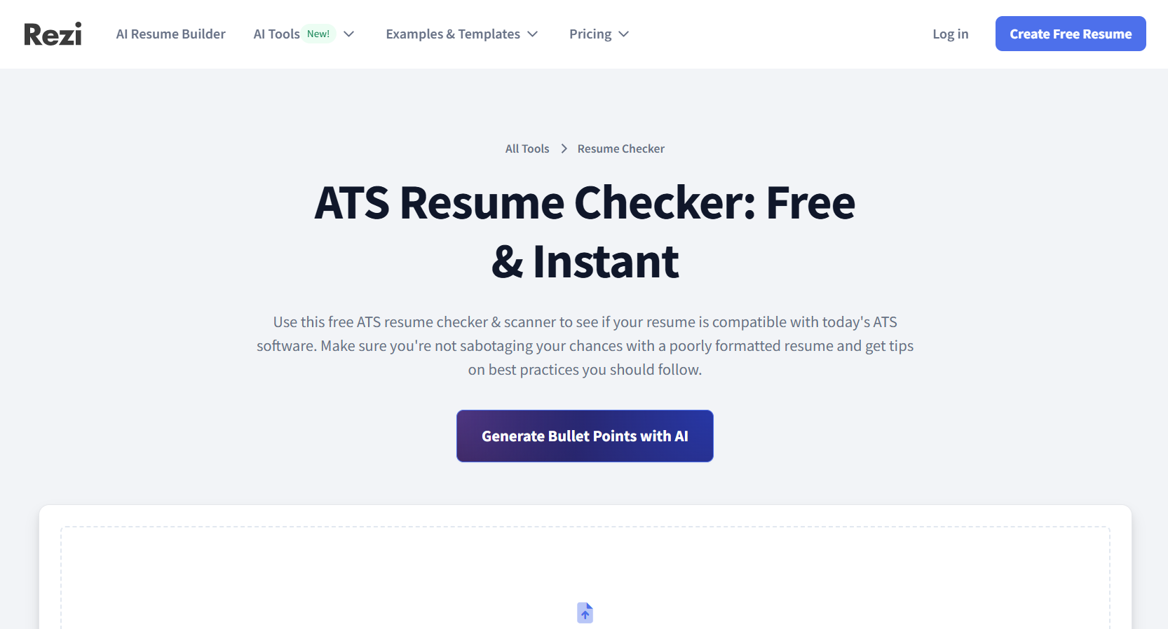 Rezi ATS Resume Keyword Targeting Interface