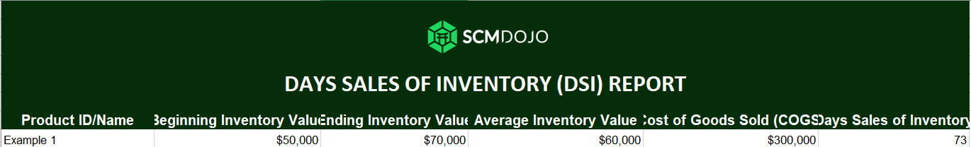 DAYS SALES OF INVENTORY DSI REPORT