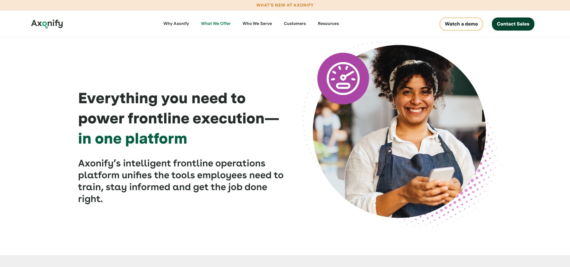 Axonify microlearning quiz interface for frontline workers.